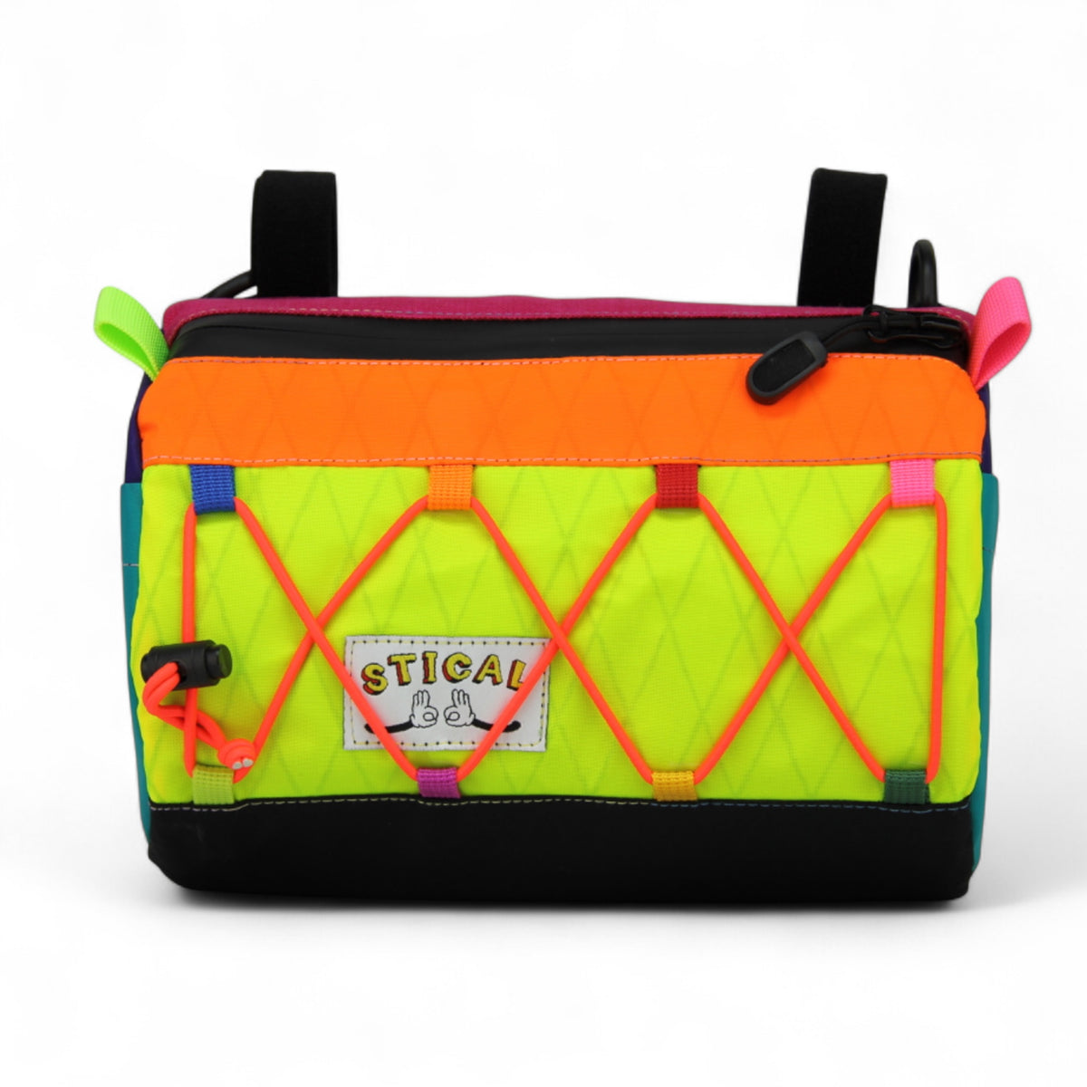 Torba na kierownicę STICAL - front seledynowy, X-Pac, widok z przodu, neon