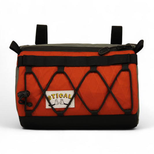 Torba na kierownicę STICAL - front pomarańczowy, X-Pac, 3,4 l, widok z przodu