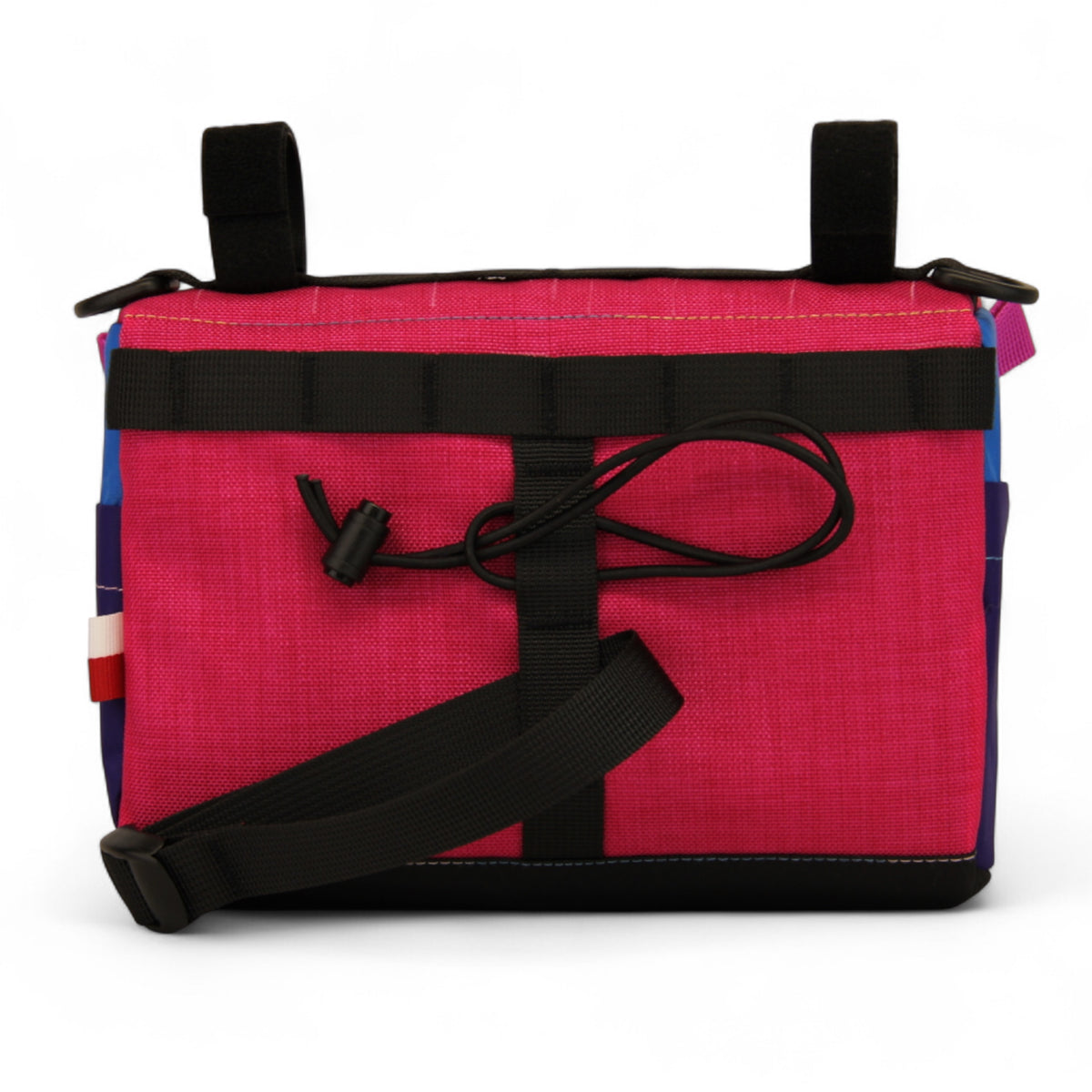 Torba na kierownicę STICAL - widok od strony mostka, tył różowy Cordura, X-Pac, 3,4 l