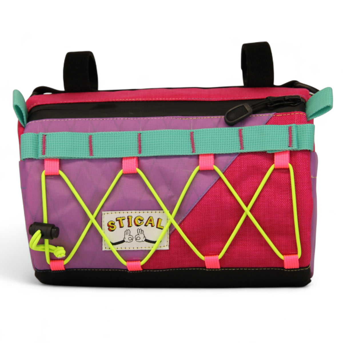 Torba na kierownicę STICAL — front różowo liliowy, X-Pac, Cordura, 3,4 l, widok z przodu
