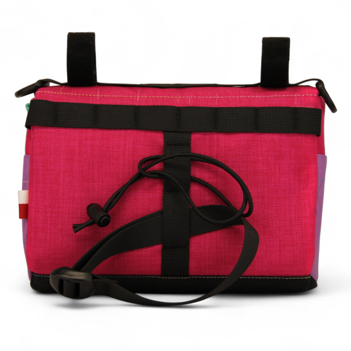 Torba na kierownicę STICAL - widok od strony mostka, tył różowy, Cordura, X-Pac, 3,4 l