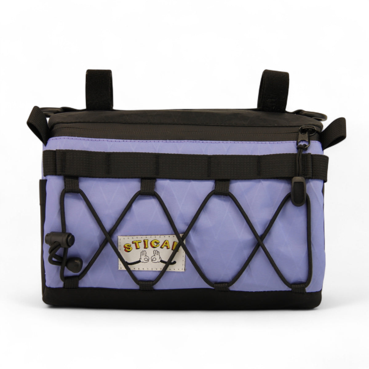 Torba na kierownicę STICAL - front fioletowy, bluebell, X-Pac, widok z przodu